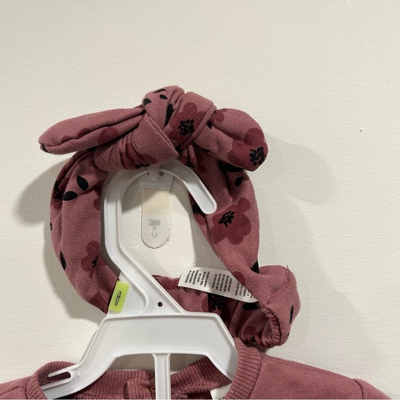 Size 3M Baby Girl's 3-Piece Floral Sweatshirt Set (top +pants + hair band) - Picture 3 of 8